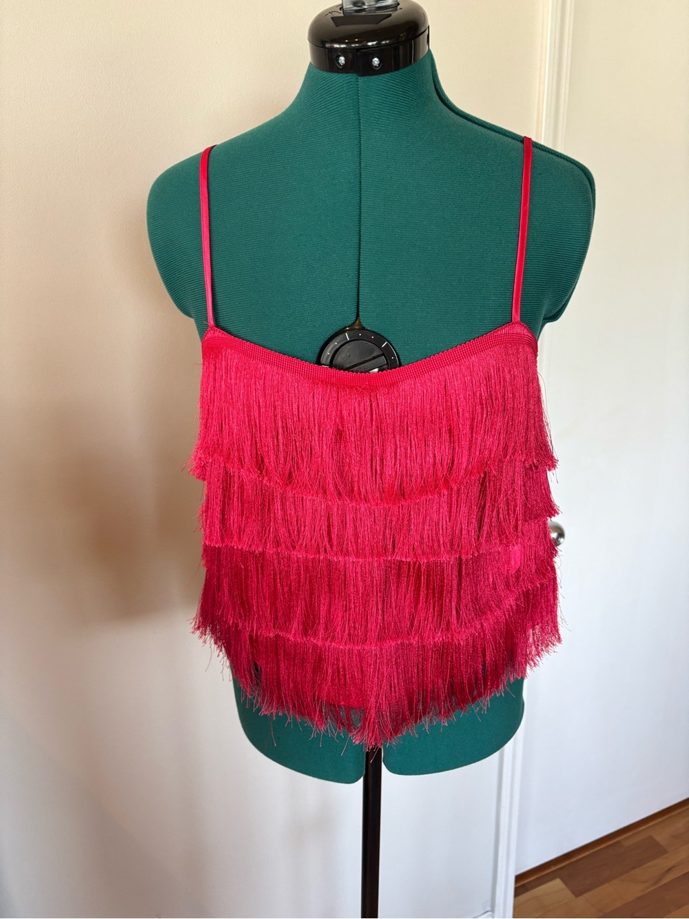 DO + BE Bright Red Fringe Camisole Tank Top, small
